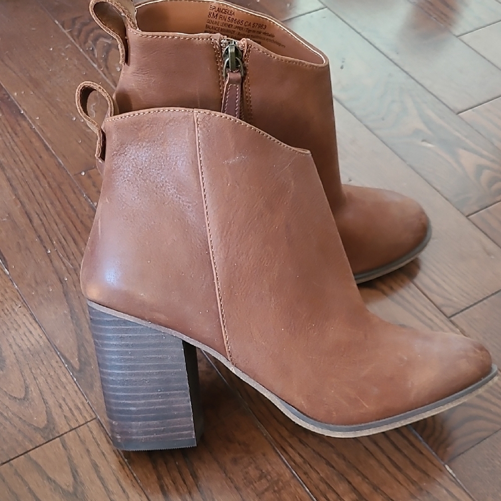 New BP Lance Leather upper Block Brown Ankle Boots Size 8